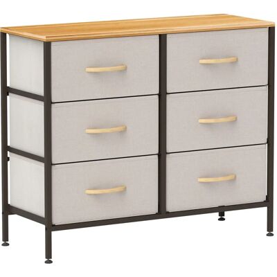 HOMCOM 6 Drawer Fabric Chest of Drawers - Hallway Cream HOMCOM 6 Drawer Fabric Chest of Drawers - Hallway Cream