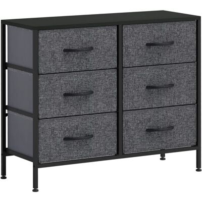 Homcom Black 6 Drawer Fabric Chest of Drawers - Chest of Drawers Homcom Black 6 Drawer Fabric Chest of Drawers - Chest of Drawers