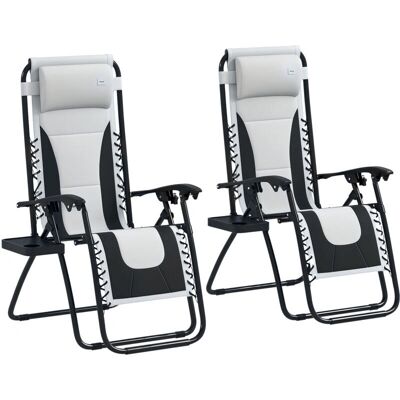 Outsunny - Zero Gravity Lounger - 2-Pcs - Recliner Chair Outsunny - Zero Gravity Lounger - 2-Pcs - Recliner Chair