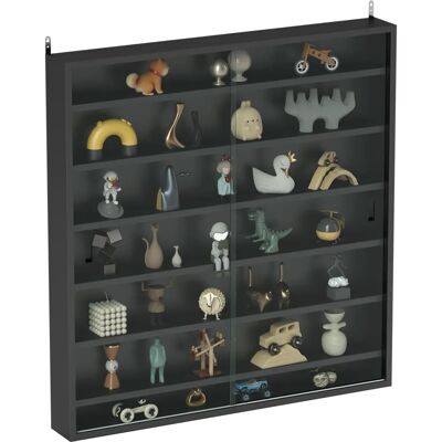 HOMCOM 7-Tier Wall Display Cabinet - Black HOMCOM 7-Tier Wall Display Cabinet - Black