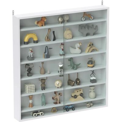 HOMCOM 7-Tier Wall Display Cabinet - Wall Cabinet, Shelves, Glass Doors HOMCOM 7-Tier Wall Display Cabinet - Wall Cabinet, Shelves, Glass Doors