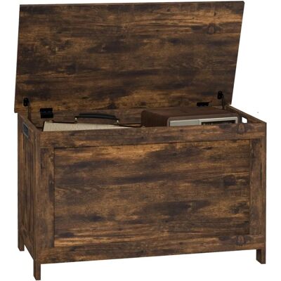Homcom Rustic Brown MDF Storage Chest - Safety Hinges - 76cm x 40cm x 48cm Homcom Rustic Brown MDF Storage Chest - Safety Hinges - 76cm x 40cm x 48cm