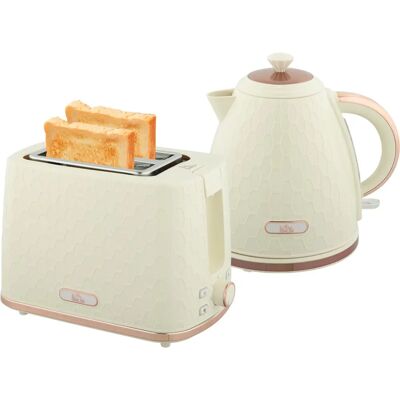Homcom Beige 1.7l Kettle & 2-Slice Toaster Set - Kitchen Duo Homcom Beige 1.7l Kettle & 2-Slice Toaster Set - Kitchen Duo