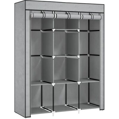 Homcom Light Grey Portable Wardrobe - 8 Shelves, Steel & Non-Woven Homcom Light Grey Portable Wardrobe - 8 Shelves, Steel & Non-Woven