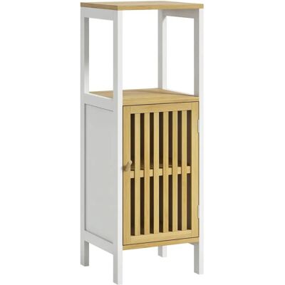 Homcom White Bamboo Bathroom Floor Cabinet - Bathroom Storage Furniture Homcom White Bamboo Bathroom Floor Cabinet - Bathroom Storage Furniture