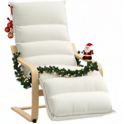 Homcom - Bois de bouleau crème - Repose-pieds - Chaise longue - Publicité Homcom - Bois de bouleau crème - Repose-pieds - Chaise longue - Publicité