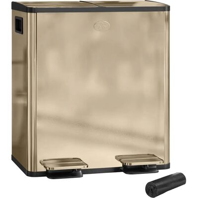 Gold Tone - 2x20L Dual Kitchen Bin - Gold - Pedal Bin Gold Tone - 2x20L Dual Kitchen Bin - Gold - Pedal Bin