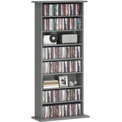 Homcom Storage Shelf - Grey CD DVD Blu-ray Organizer for Living Room Homcom Storage Shelf - Grey CD DVD Blu-ray Organizer for Living Room