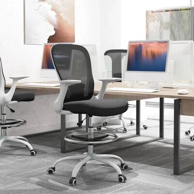 HOMCOM - Draughtsman Chair - Mesh - Black - Drafting chair HOMCOM - Draughtsman Chair - Mesh - Black - Drafting chair