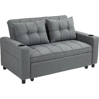 HOMCOM 2 Seater Sofa Bed - Living Room Charcoal Grey HOMCOM 2 Seater Sofa Bed - Living Room Charcoal Grey