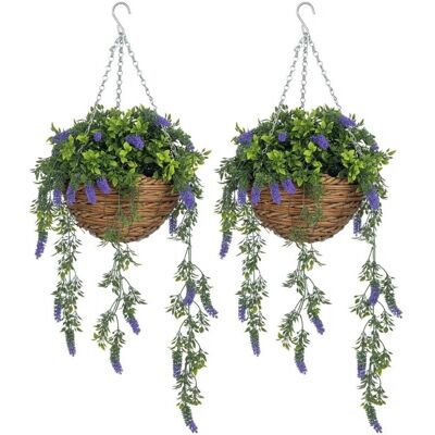 HOMCOM - Lavender Flowers in Basket - Purple HOMCOM - Lavender Flowers in Basket - Purple