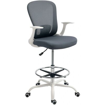 HOMCOM Grey Mesh Draughtsman Chair - Ergonomic Drafting Chair HOMCOM Grey Mesh Draughtsman Chair - Ergonomic Drafting Chair