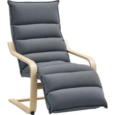 Fauteuil Lounge en Bois de Bouleau Gris Foncé Homcom - Réglable & Confortable - Publicité Fauteuil Lounge en Bois de Bouleau Gris Foncé Homcom - Réglable & Confortable - Publicité