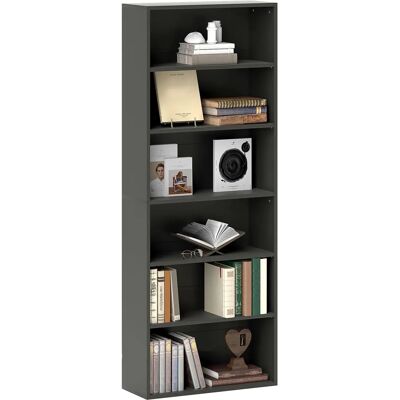 Bibliothèque haute noire à 6 étages - Étagère - Publicité Bibliothèque haute noire à 6 étages - Étagère - Publicité