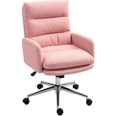 HOMCOM Upholstered Desk Chair - Height Adjustable - Pink - Desk Chair HOMCOM Upholstered Desk Chair - Height Adjustable - Pink - Desk Chair