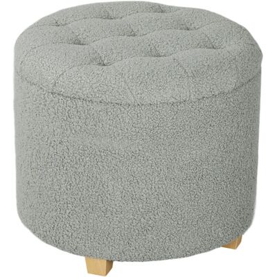 HOMCOM 45cm Round Ottoman - Storage, Lid, Cashmere - Ottomans HOMCOM 45cm Round Ottoman - Storage, Lid, Cashmere - Ottomans