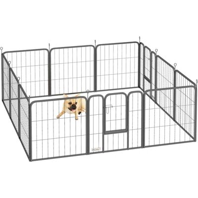 PawHut - Dog Pen - 12 Panels - 60cm High - Black PawHut - Dog Pen - 12 Panels - 60cm High - Black