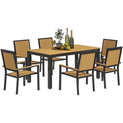Outsunny 6 Seater Aluminium Garden Dining Set - Natural Outsunny 6 Seater Aluminium Garden Dining Set - Natural
