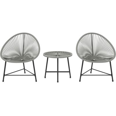 Outsunny - Rattan Bistro Set - Grey Cushioned Chairs - Glass Table - Set Outsunny - Rattan Bistro Set - Grey Cushioned Chairs - Glass Table - Set