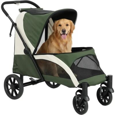 PawHut - Easy Folding Pet Stroller - Dark Green - Large - Pet Stroller PawHut - Easy Folding Pet Stroller - Dark Green - Large - Pet Stroller