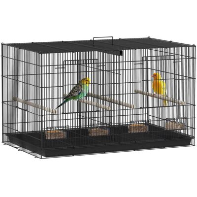 PawHut - Bird Cage with Divider - Black - Wood - 4 perches - Bird Cage PawHut - Bird Cage with Divider - Black - Wood - 4 perches - Bird Cage