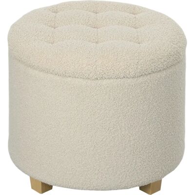 HOMCOM 45cm Round Ottoman with Storage - Ottomans HOMCOM 45cm Round Ottoman with Storage - Ottomans