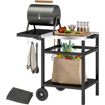 Outsunny - BBQ Trolley - Foldable Table - Black - Barbecue Outsunny - BBQ Trolley - Foldable Table - Black - Barbecue