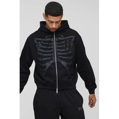 boohooman - Skeleton Zip Hoodie - Black - L - hoodie boohooman - Skeleton Zip Hoodie - Black - L - hoodie