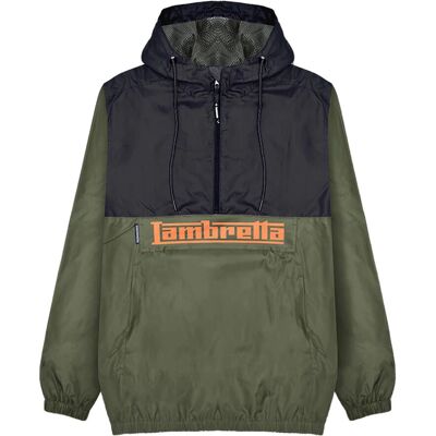 Lambretta Heren Khaki Groen/Zwart Scooter Overhead Jas - Jas Lambretta Heren Khaki Groen/Zwart Scooter Overhead Jas - Jas