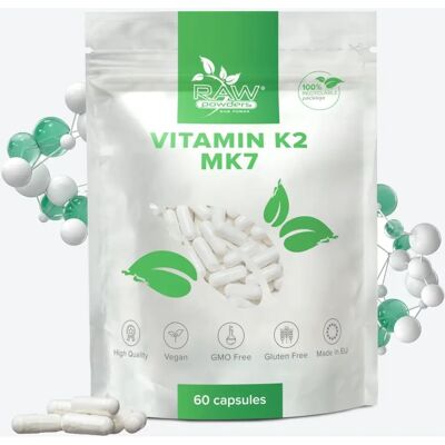 Raw Powders Vitamine K2 - 60 Capsules - Soutient la Coagulation Sanguine - Publicité Raw Powders Vitamine K2 - 60 Capsules - Soutient la Coagulation Sanguine - Publicité
