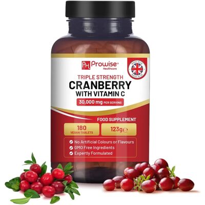 Prowise Healthcare Força Tripla de Arando 30.000mg + Vitamina C - Apoio ao Trato Urinário Prowise Healthcare Força Tripla de Arando 30.000mg + Vitamina C - Apoio ao Trato Urinário