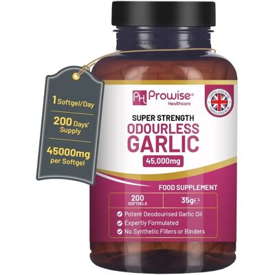 Capsule di aglio senza odore Prowise Healthcare - Alta resistenza - 200 capsule Capsule di aglio senza odore Prowise Healthcare - Alta resistenza - 200 capsule