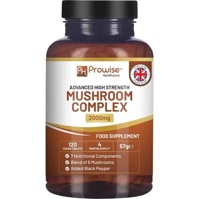 Complexo Avançado de Cogumelos Prowise Healthcare - Penugem de Leão, Chaga, Cordyceps, Shitake, Reishi, Maitake - 60 Vegano Complexo Avançado de Cogumelos Prowise Healthcare - Penugem de Leão, Chaga, Cordyceps, Shitake, Reishi, Maitake - 60 Vegano