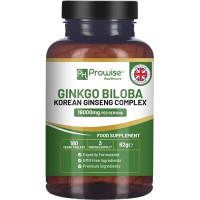 Compresse di Ginkgo Biloba e Ginseng Coreano di Prowise Healthcare - Supporto Cognitivo Compresse di Ginkgo Biloba e Ginseng Coreano di Prowise Healthcare - Supporto Cognitivo