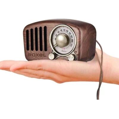Roxel - Retro Mini Wooden FM Radio - Speaker Roxel - Retro Mini Wooden FM Radio - Speaker
