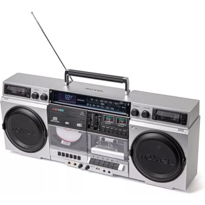 Roxel Camden - Silver - Cassette/CD/Radio - Boombox Roxel Camden - Silver - Cassette/CD/Radio - Boombox