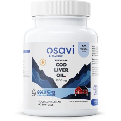 Osavi Norwegian Cod Liver Oil Softgels - 1000mg Lemon - Support Heart & Brain Osavi Norwegian Cod Liver Oil Softgels - 1000mg Lemon - Support Heart & Brain