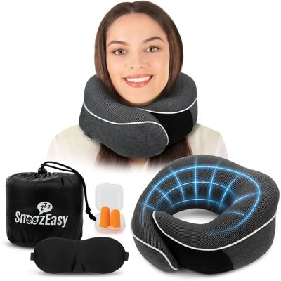 Snoozeasy - Travel Pillow - Memory Foam - Travel Pillow Snoozeasy - Travel Pillow - Memory Foam - Travel Pillow
