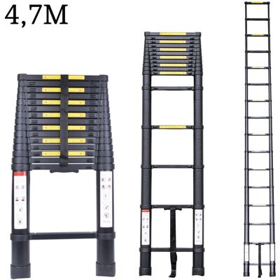 AXHUP 4,7M Teleskopleiter - Aluminium, Max 150kg - Sicher & Tragbar AXHUP 4,7M Teleskopleiter - Aluminium, Max 150kg - Sicher & Tragbar