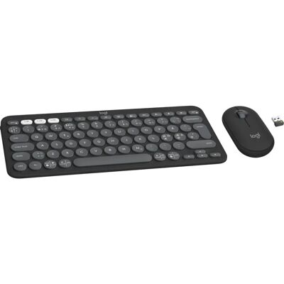 Logitech Pebble 2 Combo - Trådløst tastatur og mus - Nordisk Graphite Logitech Pebble 2 Combo - Trådløst tastatur og mus - Nordisk Graphite