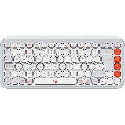Teclado compacto Bluetooth naranja y blanco Logitech Teclado compacto Bluetooth naranja y blanco Logitech