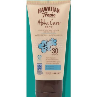 Hawaiian Tropic Aloha Care Crème Solaire Visage SPF 30 - 90ml - Publicité Hawaiian Tropic Aloha Care Crème Solaire Visage SPF 30 - 90ml - Publicité