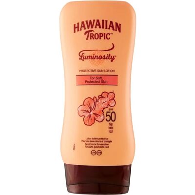 Crème solaire Luminosity Hawaiian Tropic SPF 50 - 180ml - Publicité Crème solaire Luminosity Hawaiian Tropic SPF 50 - 180ml - Publicité