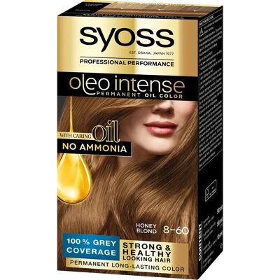 Tinta de cabelo loiro mel Syoss - Permanente, sem amônia, para resultados vibrantes e duradouros Tinta de cabelo loiro mel Syoss - Permanente, sem amônia, para resultados vibrantes e duradouros