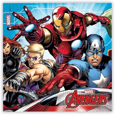 Serviettes en papier Avengers - Lot de 20, 33x33 cm, Double épaisseur Serviettes en papier Avengers - Lot de 20, 33x33 cm, Double épaisseur