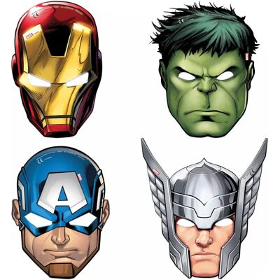 Conjunto de Máscaras de Festa Vingadores Marvel - 6 Máscaras para Crianças Conjunto de Máscaras de Festa Vingadores Marvel - 6 Máscaras para Crianças