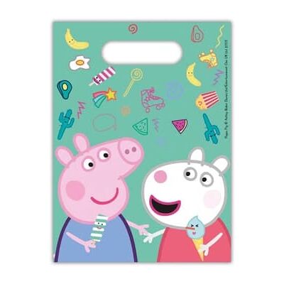 Peppa Pig Partytaschen - Greta Gris Bunte Plastiktaschen 6 Stück Peppa Pig Partytaschen - Greta Gris Bunte Plastiktaschen 6 Stück