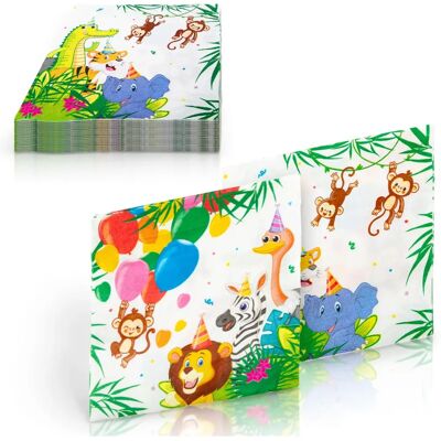 Serviettes en papier FSC Ballons de la jungle - Thème animaux de la jungle - Publicité Serviettes en papier FSC Ballons de la jungle - Thème animaux de la jungle - Publicité