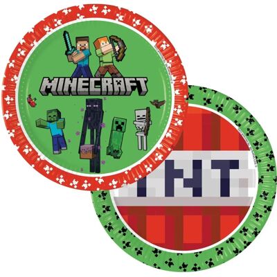 Pratos de Papel Minecraft 23cm Pack 8 - Segurança Pratos de Papel Minecraft 23cm Pack 8 - Segurança