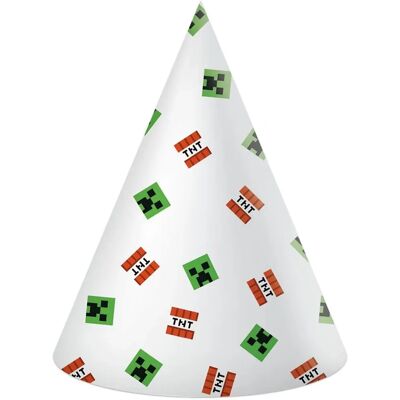 Minecraft Juhlahatut - 6-pack paperi - Ø12cm x 16cm Minecraft Juhlahatut - 6-pack paperi - Ø12cm x 16cm